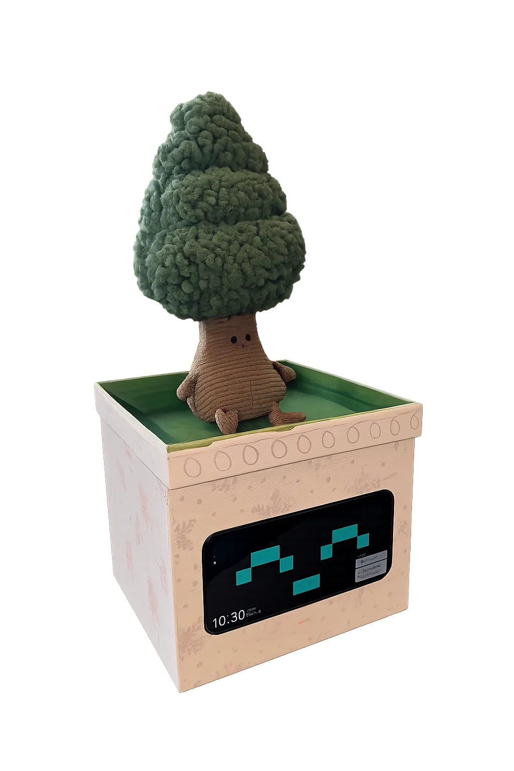 Handmade physical prototype of the pot with a felt tree.